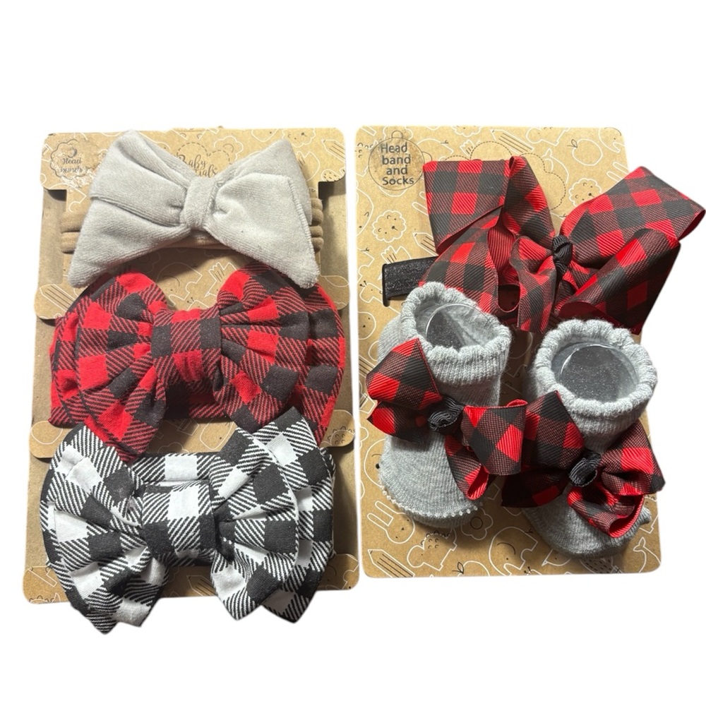 Baby Essentials Plaid Headband & Sock Bundle | NWT